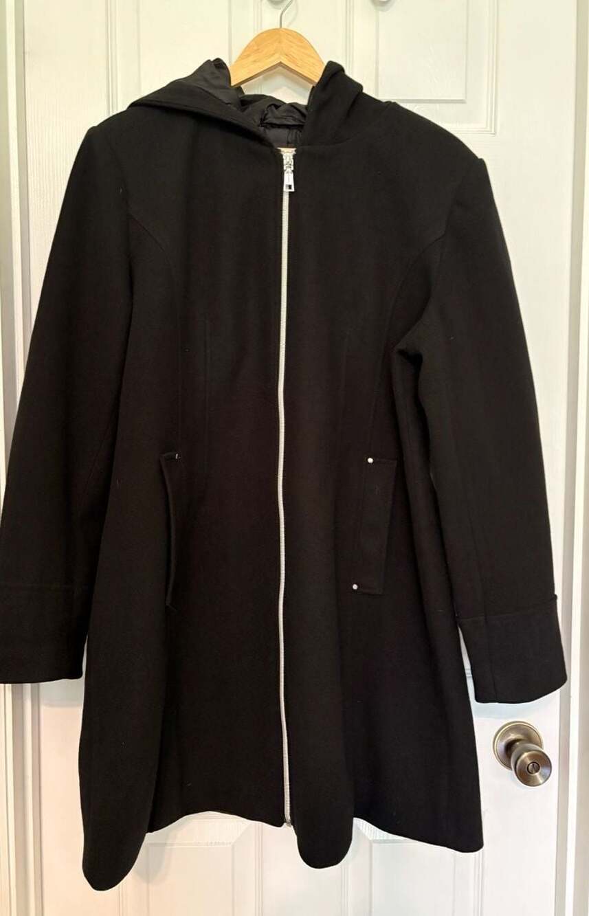 EUC Vince Camuto Women's Hooded Full-Zip Coat Black Size XL